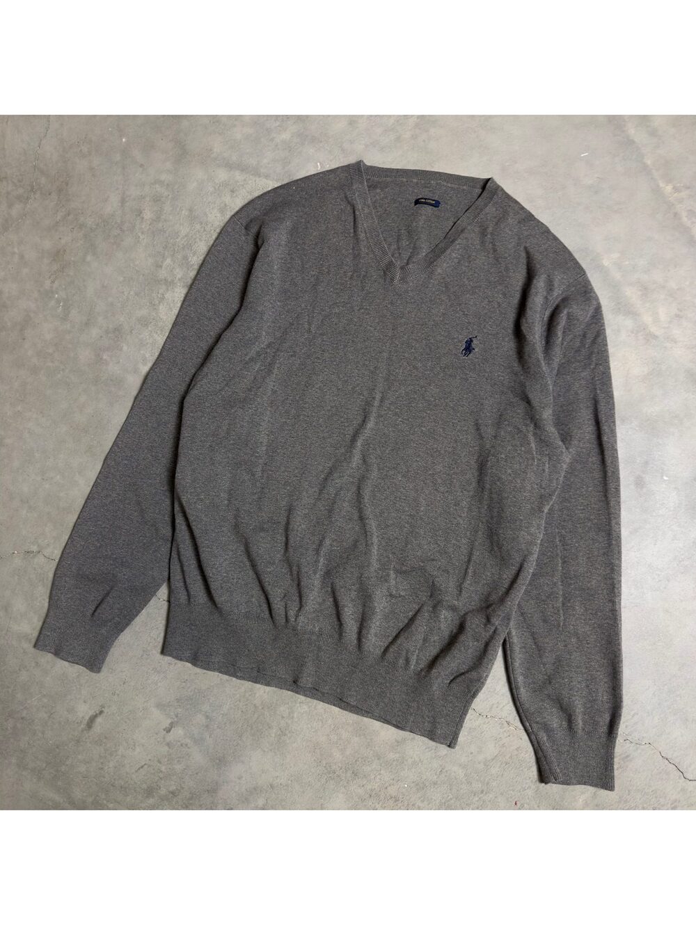 Polo Ralph Lauren Gray V Neck Sweater Pima Cotton